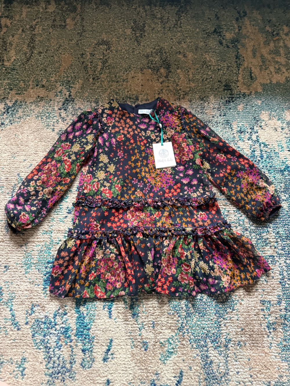 Floral Ruffle Kids Dress - Multicolor